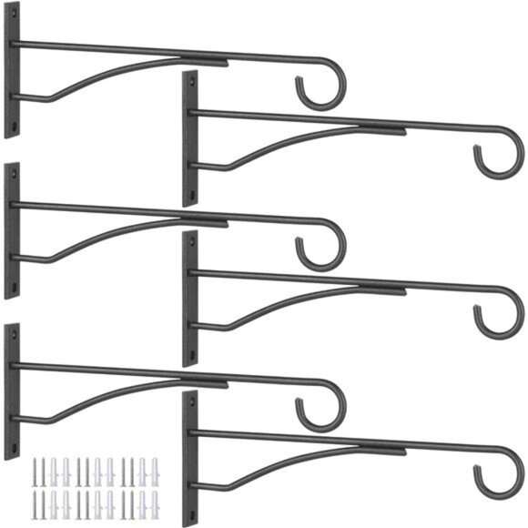 8" Plant Hangers 6 Pack, Hanging Plant Bracket for Wall Fence Porch Outdoor - Picture 1 of 8